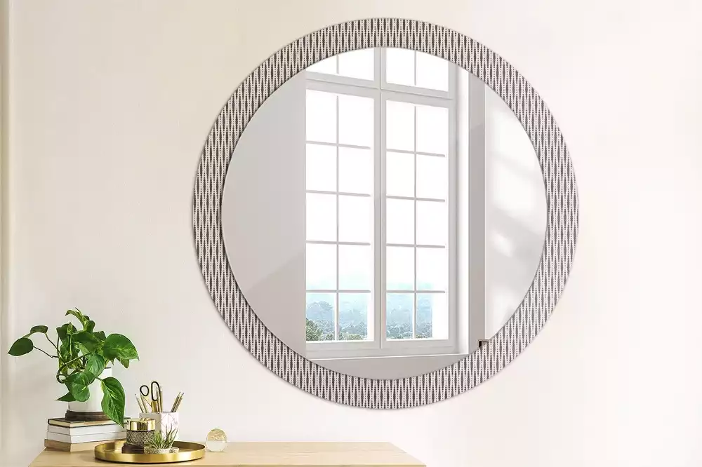 Miroir rond cadre avec impression Motif géométrique à pois
