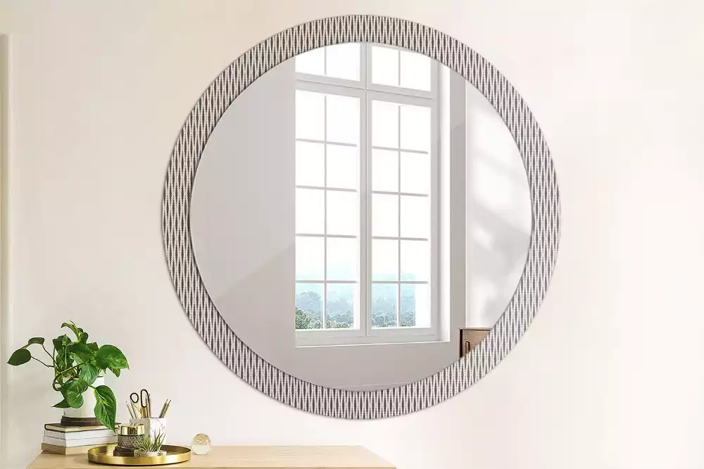 Miroir rond cadre avec impression Motif géométrique à pois