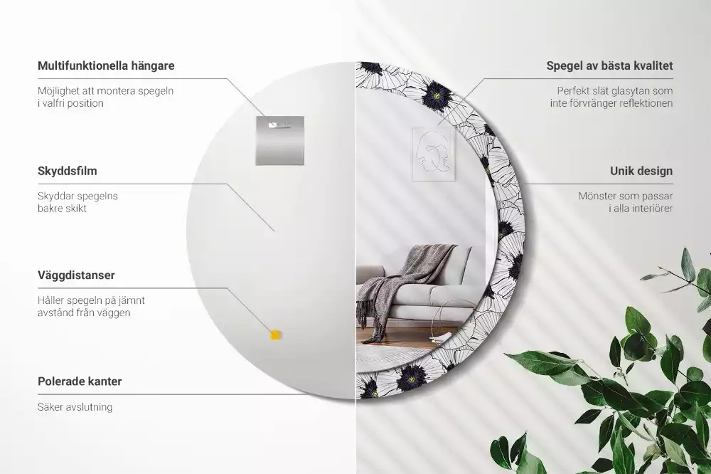 Miroir rond imprimé Composition florale