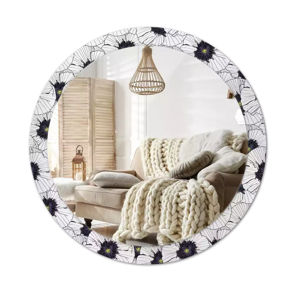 Miroir rond imprimé Composition florale