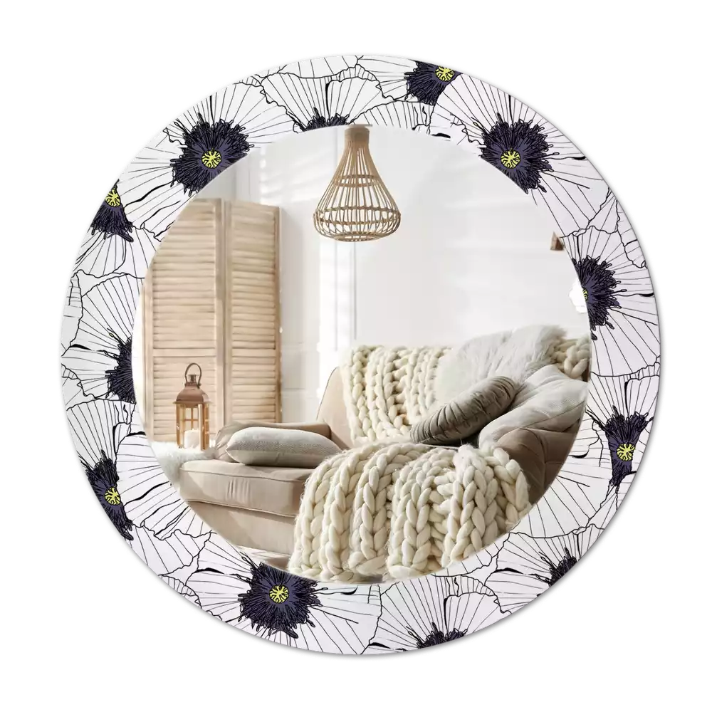 Miroir rond imprimé Composition florale