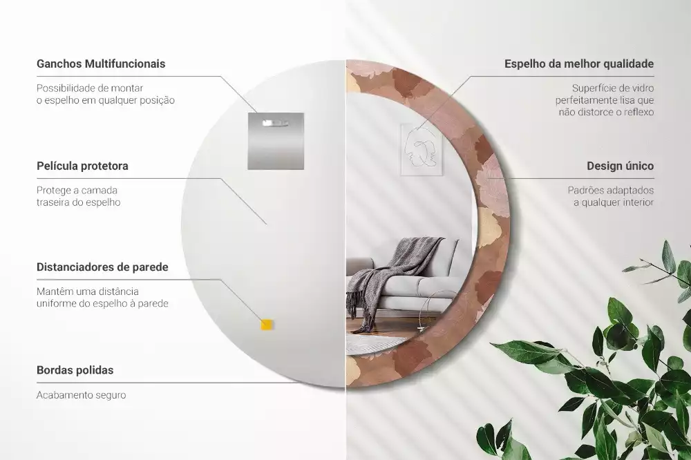 Miroir rond avec décoration Composition de roses