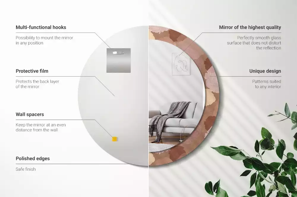 Miroir rond avec décoration Composition de roses