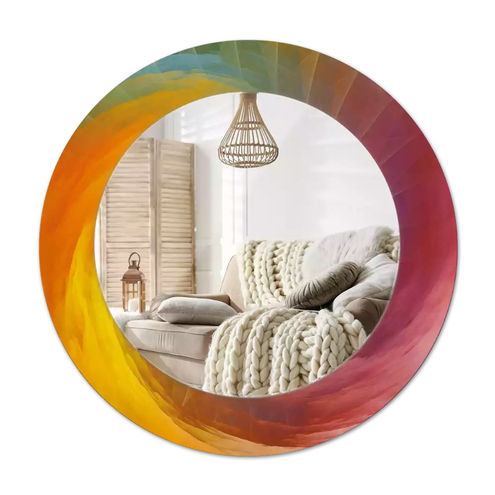 Miroir rond cadre avec impression Palette de couleurs