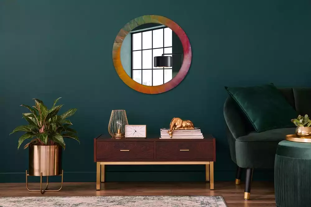 Miroir rond cadre avec impression Palette de couleurs