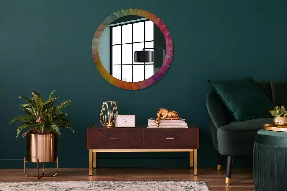Miroir rond cadre avec impression Palette de couleurs
