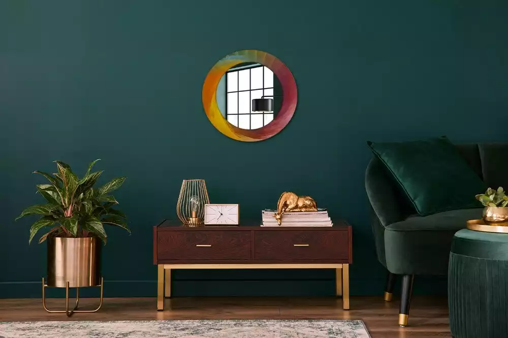 Miroir rond cadre avec impression Palette de couleurs