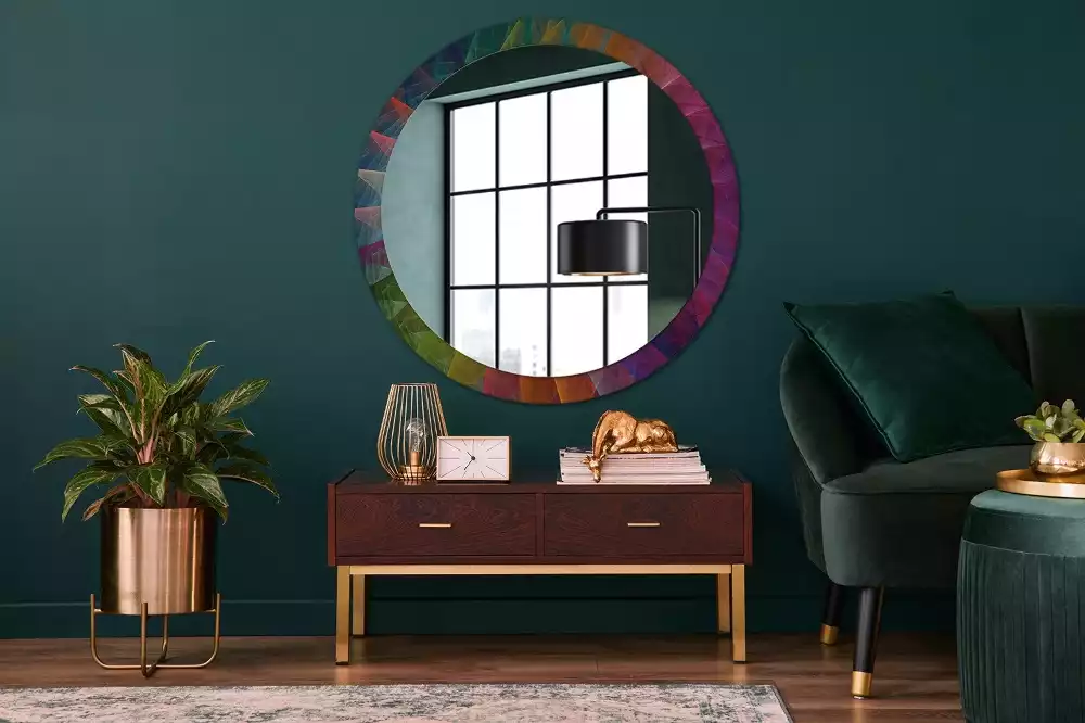 Miroir rond cadre avec impression Palette de couleurs