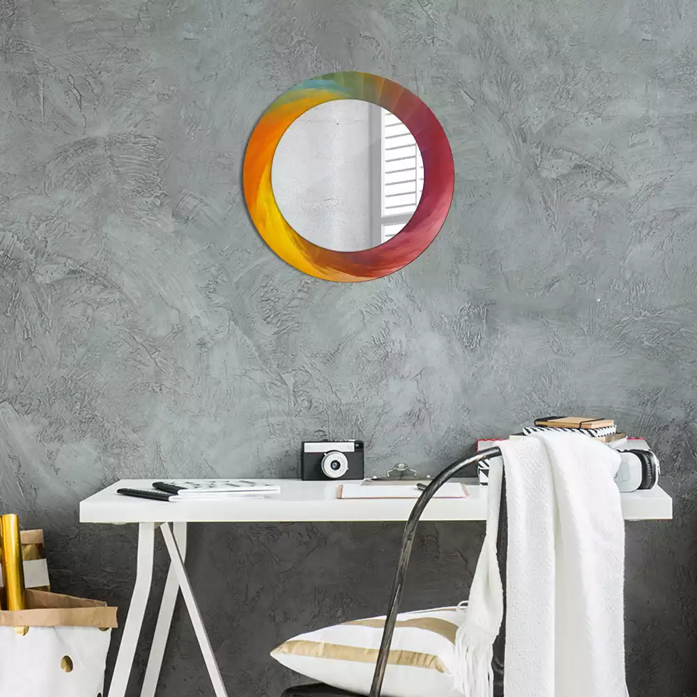 Miroir rond cadre avec impression Palette de couleurs