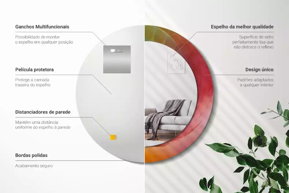 Miroir rond cadre avec impression Palette de couleurs