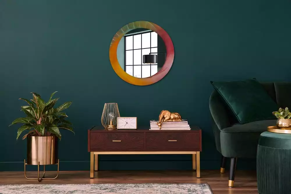 Miroir rond cadre avec impression Palette de couleurs