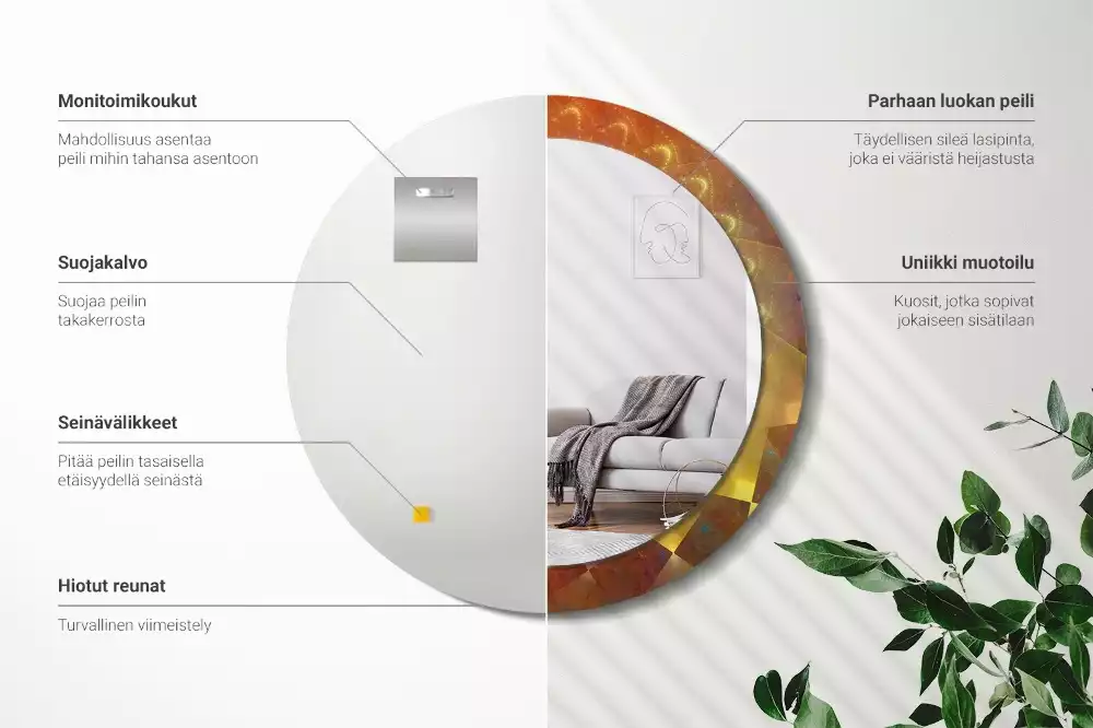 Miroir rond imprimé Spirale abstraite