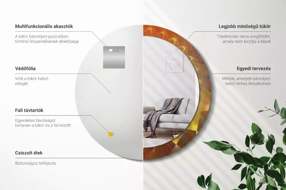 Miroir rond imprimé Spirale abstraite