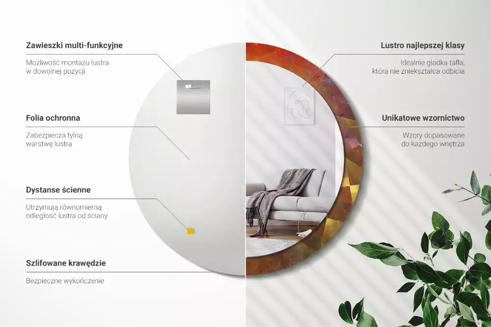 Miroir rond imprimé Spirale abstraite