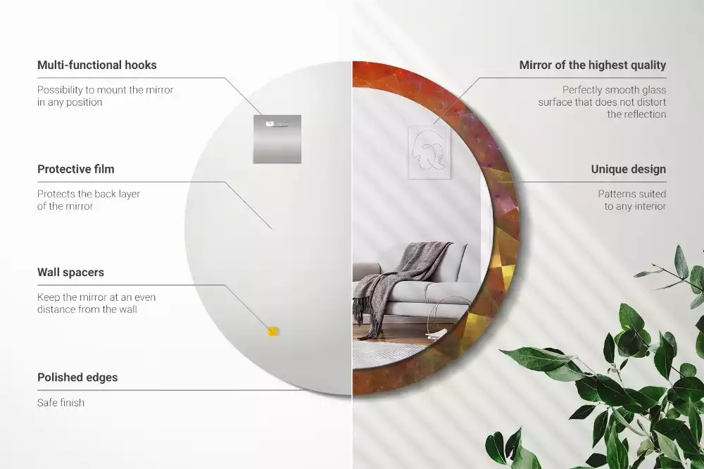 Miroir rond imprimé Spirale abstraite