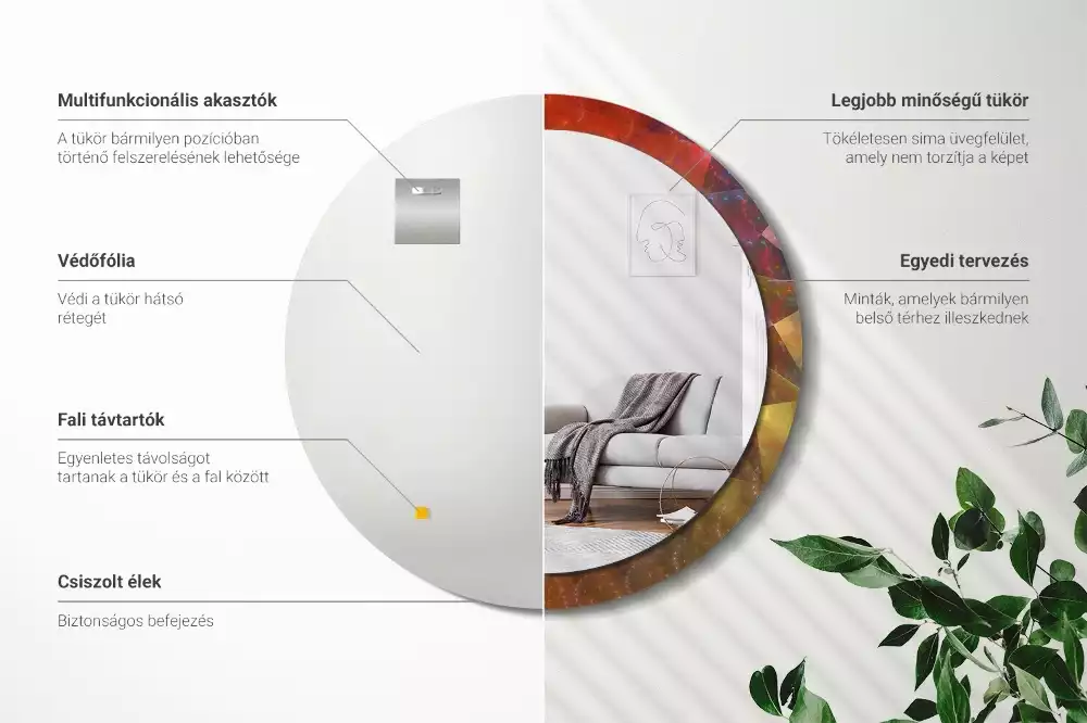 Miroir rond imprimé Spirale abstraite