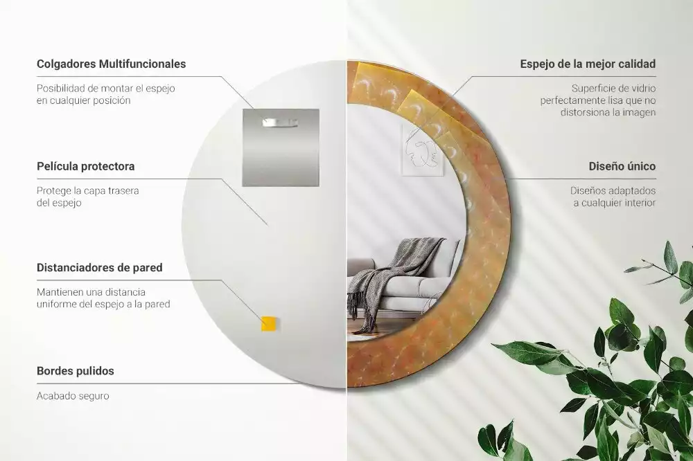 Miroir rond imprimé Spirale abstraite