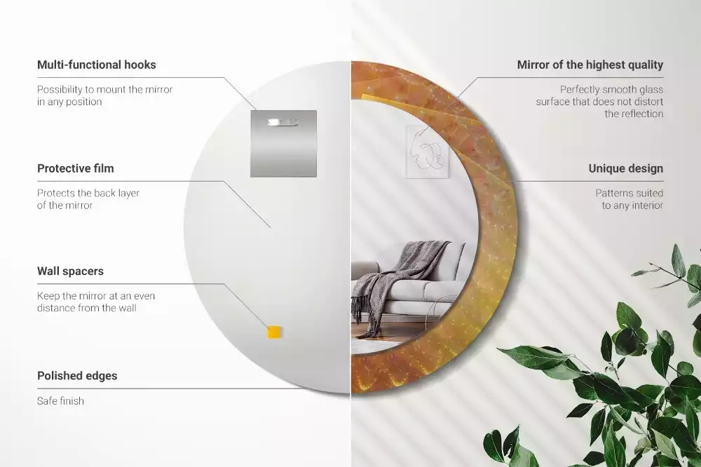 Miroir rond imprimé Spirale abstraite