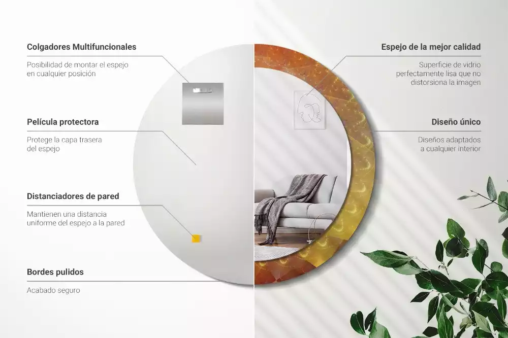 Miroir rond imprimé Spirale abstraite