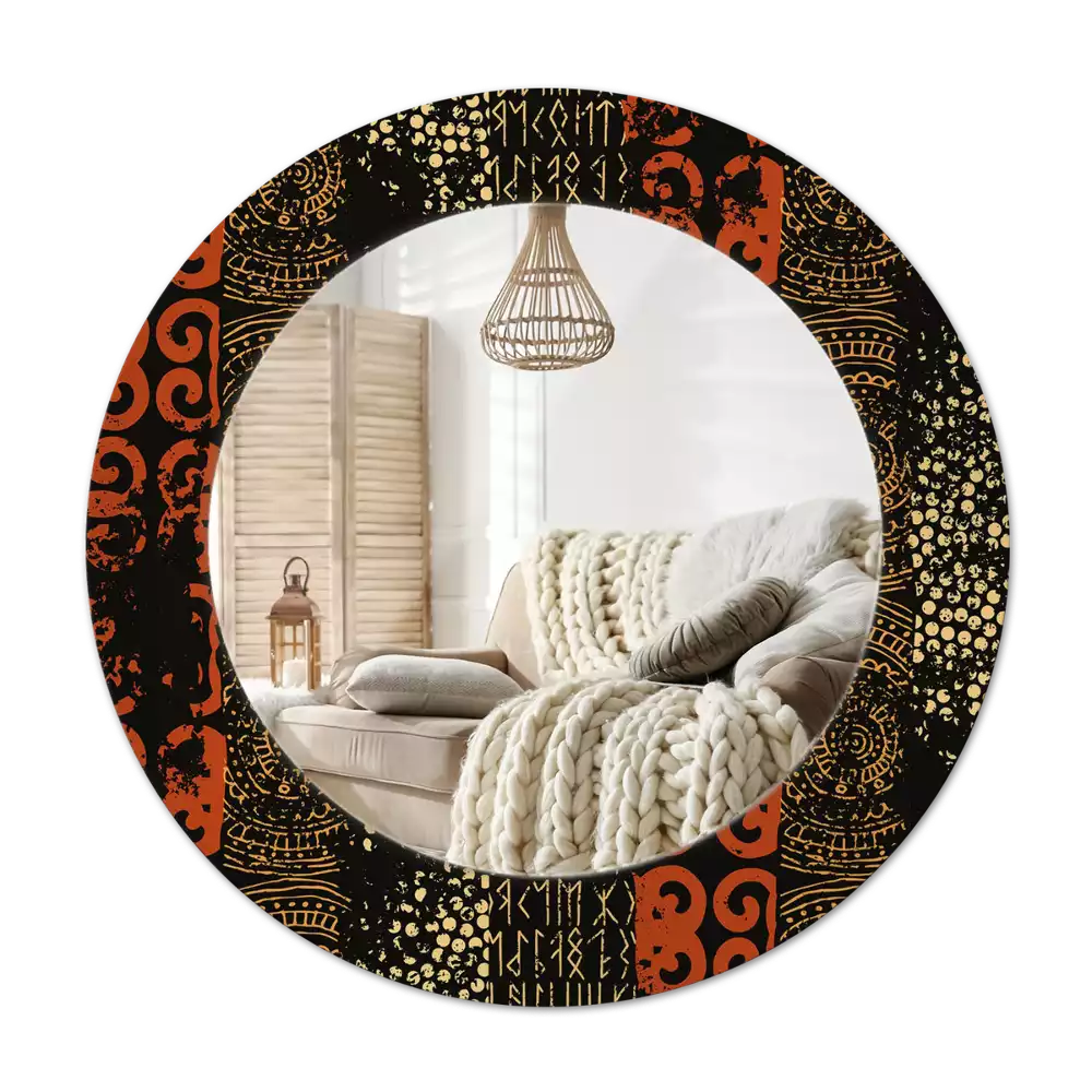 Miroir rond avec décoration Motif grunge