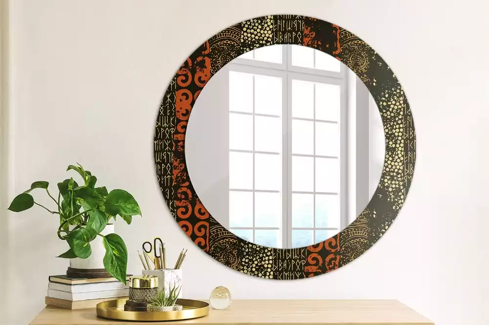 Miroir rond avec décoration Motif grunge