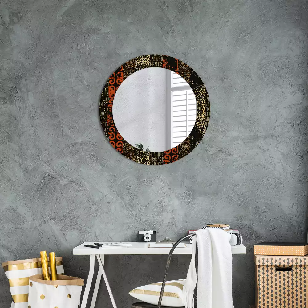 Miroir rond avec décoration Motif grunge
