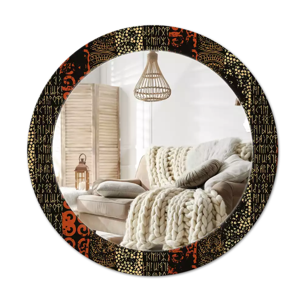 Miroir rond avec décoration Motif grunge