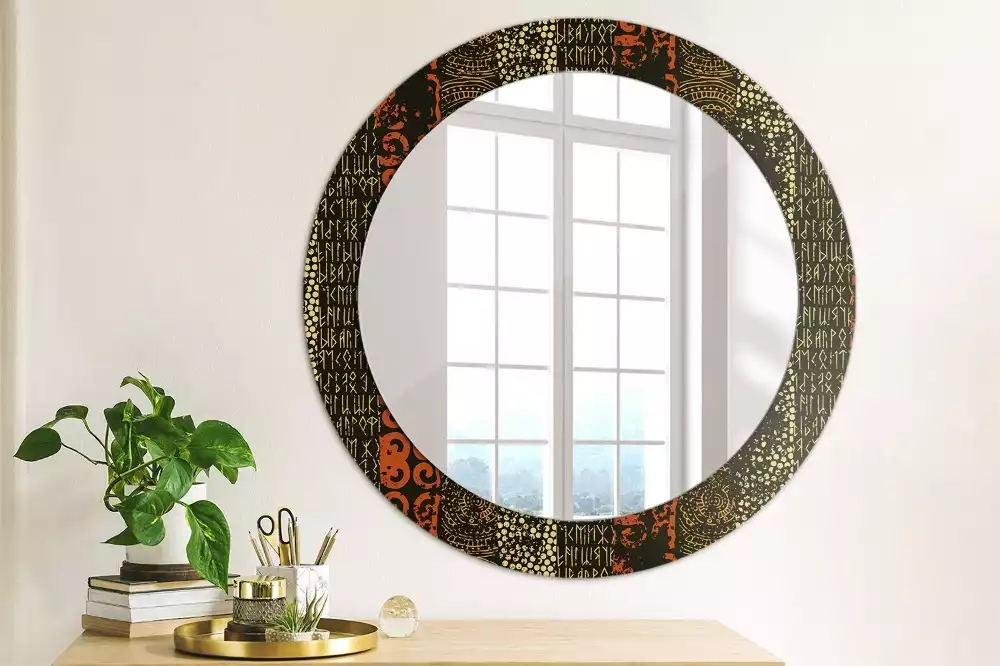 Miroir rond avec décoration Motif grunge
