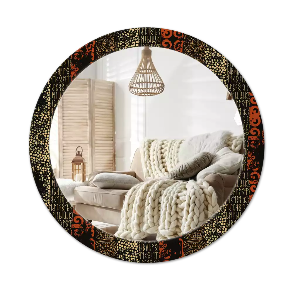 Miroir rond avec décoration Motif grunge