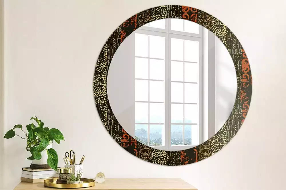 Miroir rond avec décoration Motif grunge