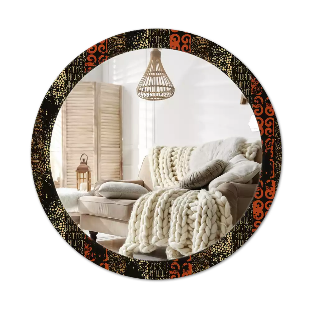 Miroir rond avec décoration Motif grunge
