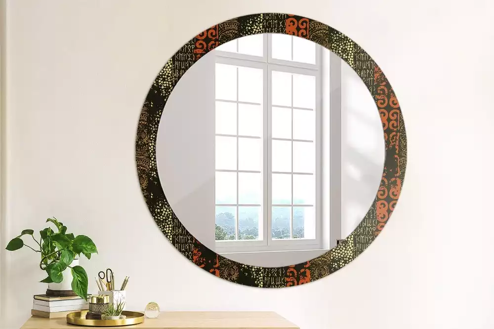 Miroir rond avec décoration Motif grunge
