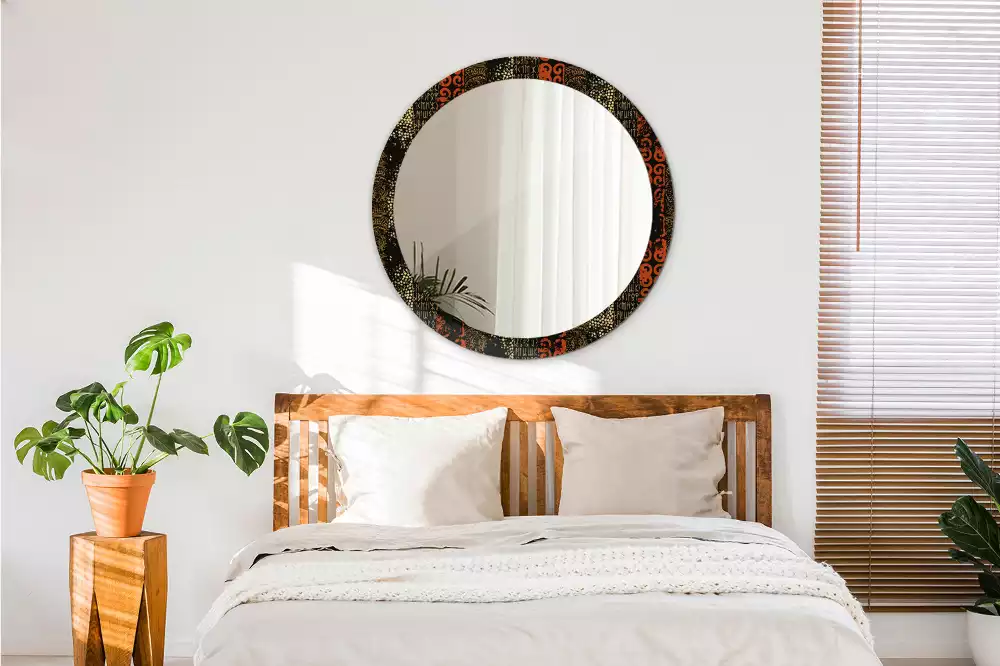 Miroir rond avec décoration Motif grunge
