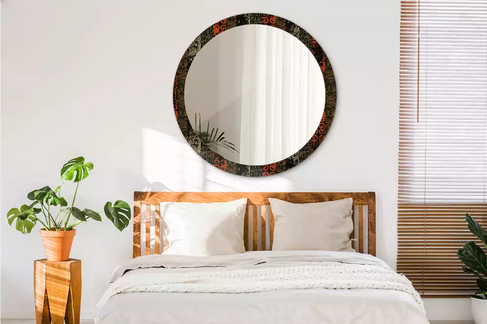 Miroir rond avec décoration Motif grunge