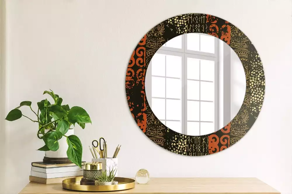 Miroir rond avec décoration Motif grunge