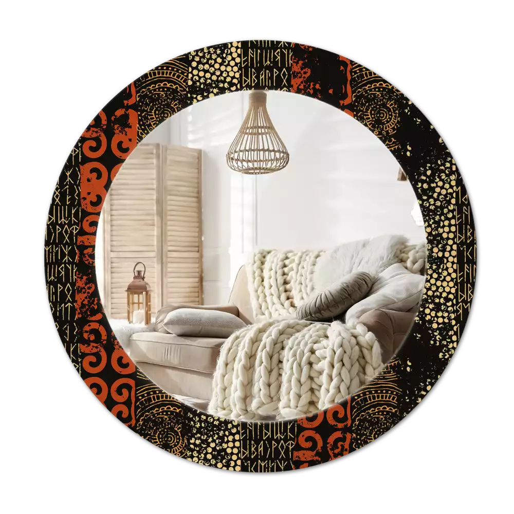 Miroir rond avec décoration Motif grunge