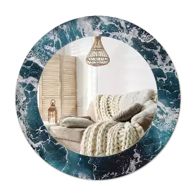 Miroir rond imprimé Mer orageuse