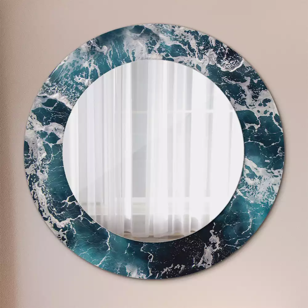 Miroir rond imprimé Mer orageuse