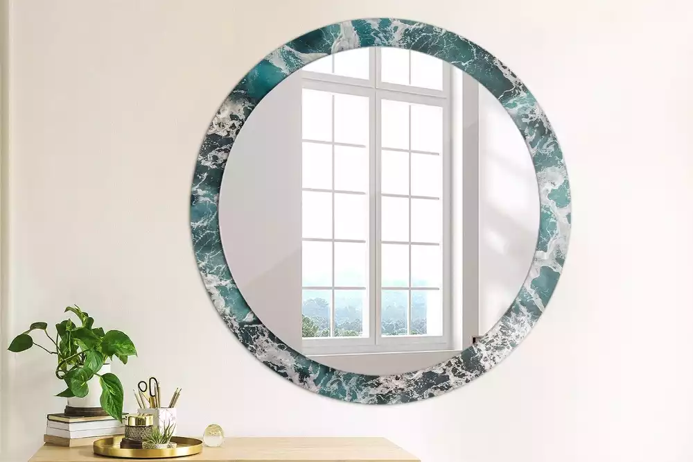 Miroir rond imprimé Mer orageuse