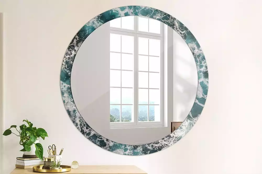 Miroir rond imprimé Mer orageuse