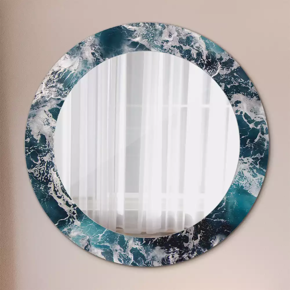 Miroir rond imprimé Mer orageuse