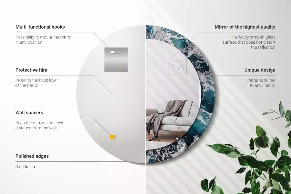 Miroir rond imprimé Mer orageuse