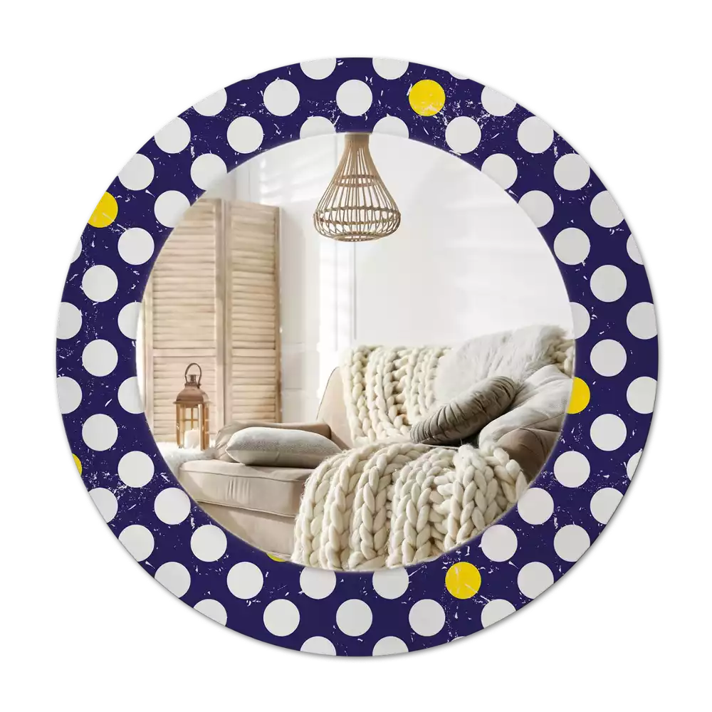Miroir rond avec décoration Pois rétro