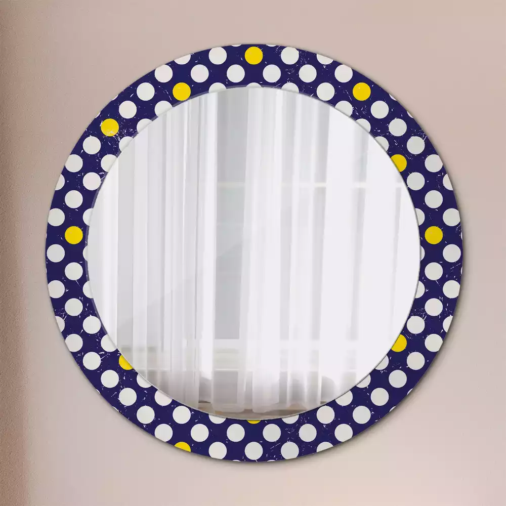Miroir rond avec décoration Pois rétro