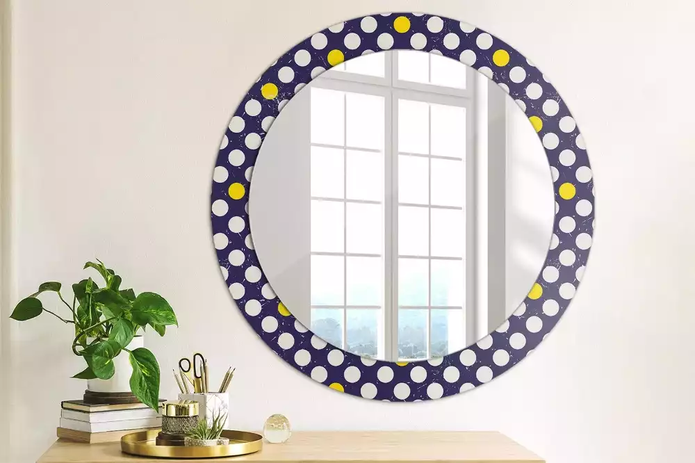 Miroir rond avec décoration Pois rétro