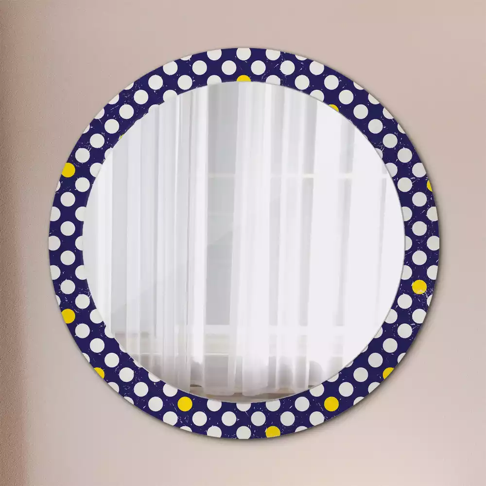 Miroir rond avec décoration Pois rétro