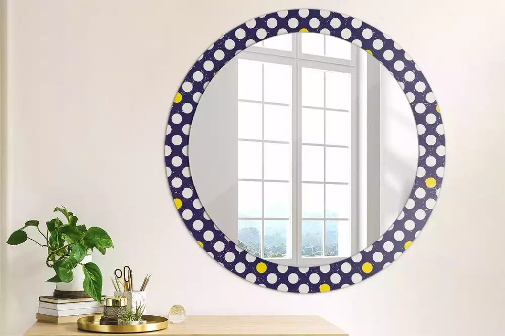 Miroir rond avec décoration Pois rétro