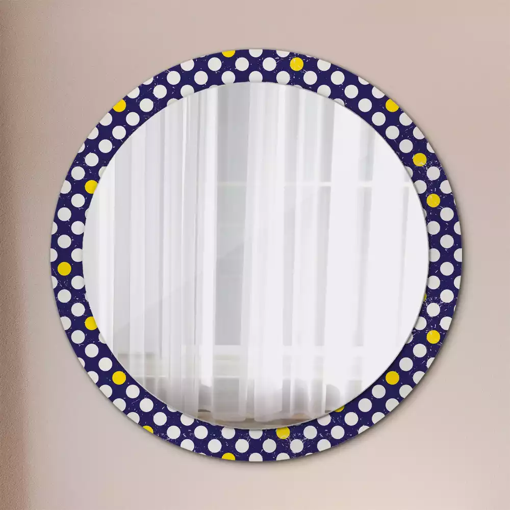 Miroir rond avec décoration Pois rétro