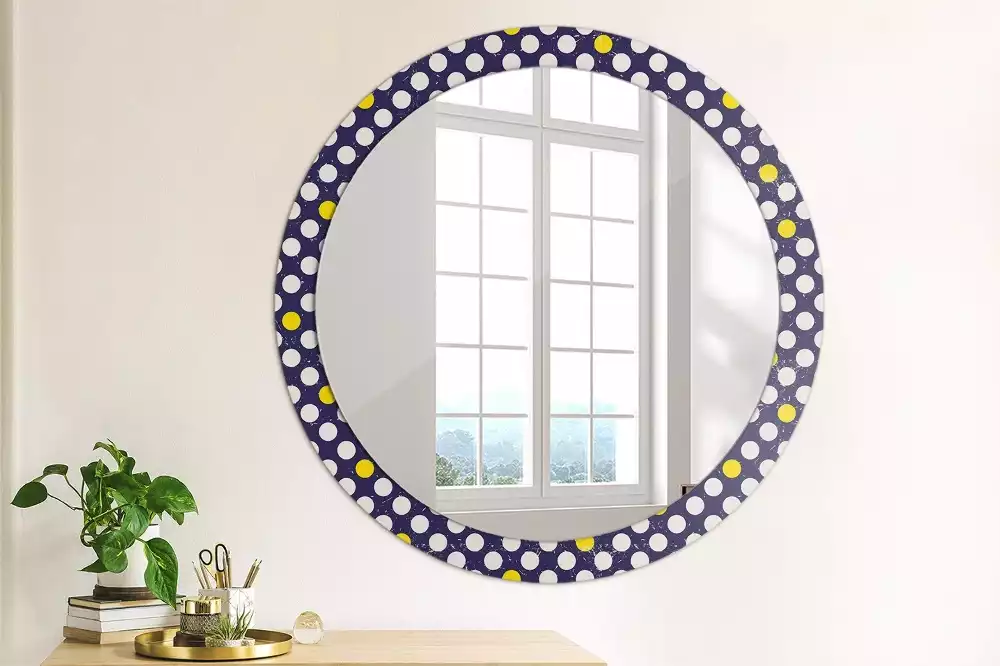 Miroir rond avec décoration Pois rétro