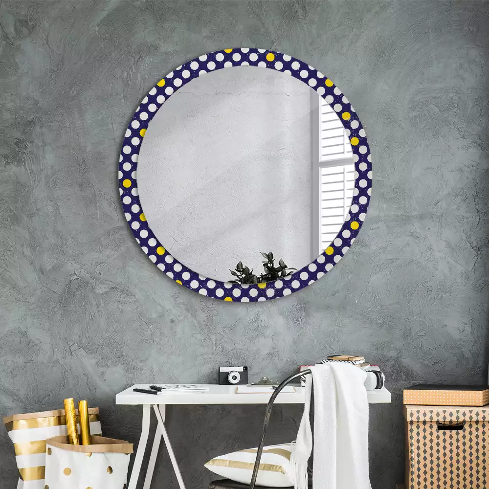 Miroir rond avec décoration Pois rétro